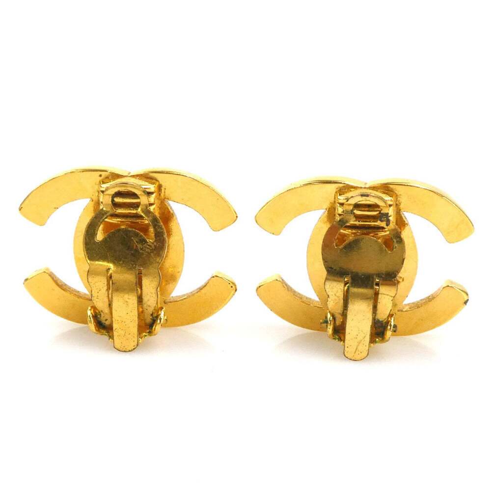 CHANEL Authentic Gold Logo Earrings - Picture 4 of 10